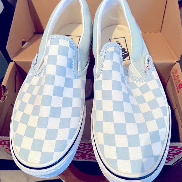 Never worn!  Classic slip-on in Box! Beautiful beautiful blue and white! - Picture 1 of 4